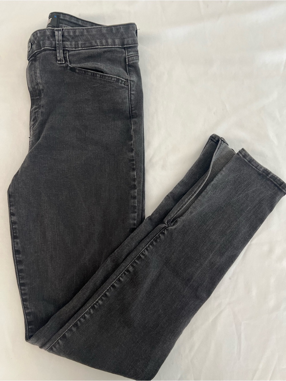 PAIGE Women's Washed Black Skinny Jeans with Split Hem Constance Architecture